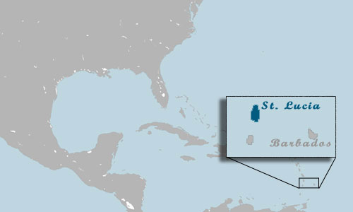 St. Lucia Location Map - Click for close-up of St. Lucia.