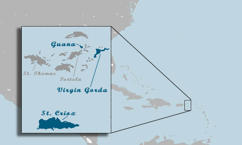Virgin Islands Location Map - Click for close-up of St. Croix.